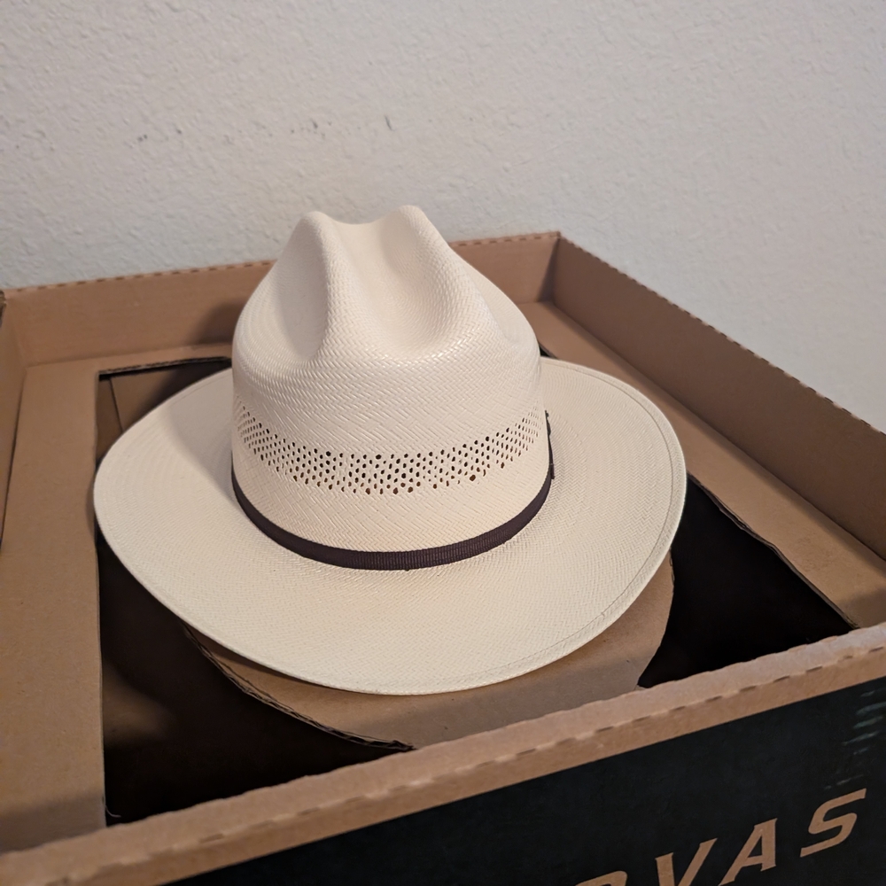 Tecovas Cream Fedora with Brown Band